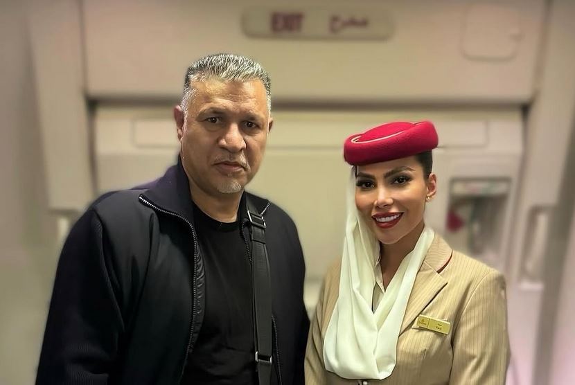 علی دایی‌ و مهماندار برازنده هواپیمایی امارات‌، نفیسه روشن و خانم اینفلوئنسر، فریبا نادری در میلان‌ و لاله صدیق