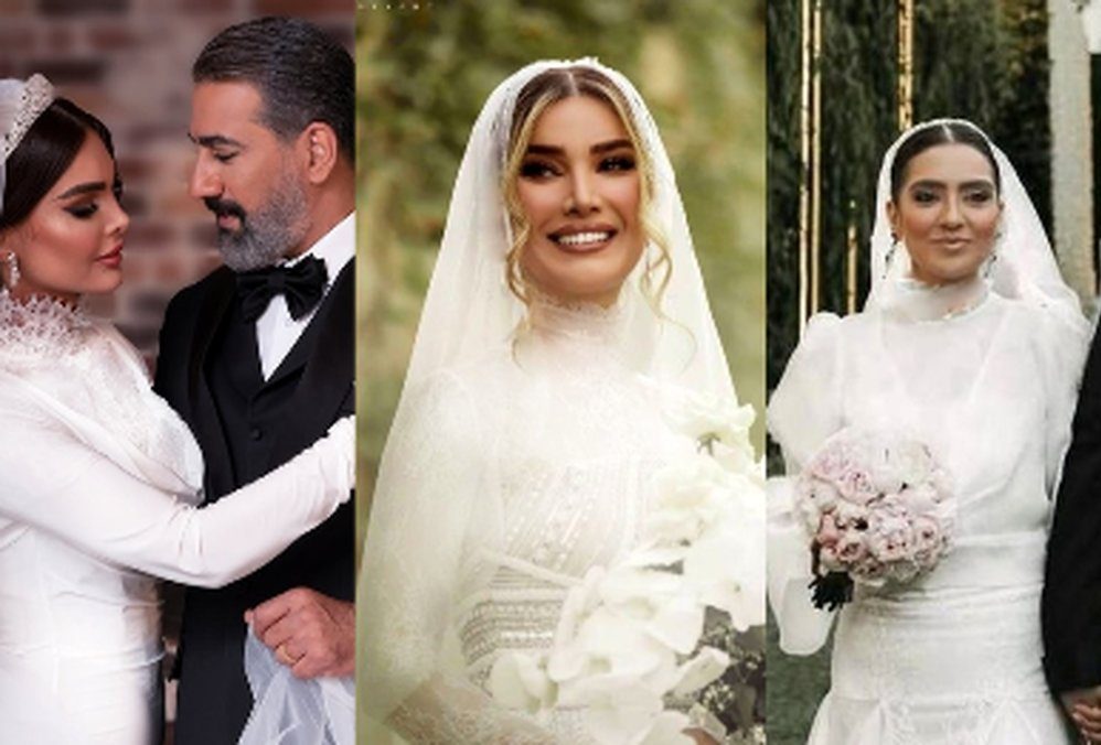 مقایسه دقیق لباس عروس محبوب ترین هنرمندان ایرانی/از لباس نوستالژیک مونا کرمی، نیلوفر پارسا با دنباله 5 متری، تا لباس کار شده متین ستوده…!