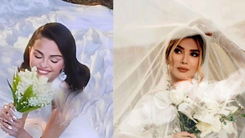 مقایسه 3 لباس عروس مجلل و شاهانه سلنا گومز، با بازیگران ایرانی که پاییز امسال عروسی کردند/ متین ستوده، آرزو همسر محمد نادری