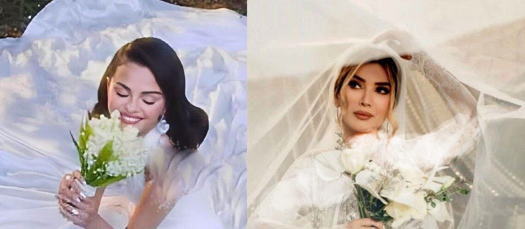 مقایسه 3 لباس عروس مجلل و شاهانه سلنا گومز، با بازیگران ایرانی که پاییز امسال عروسی کردند/ متین ستوده، آرزو همسر محمد نادری