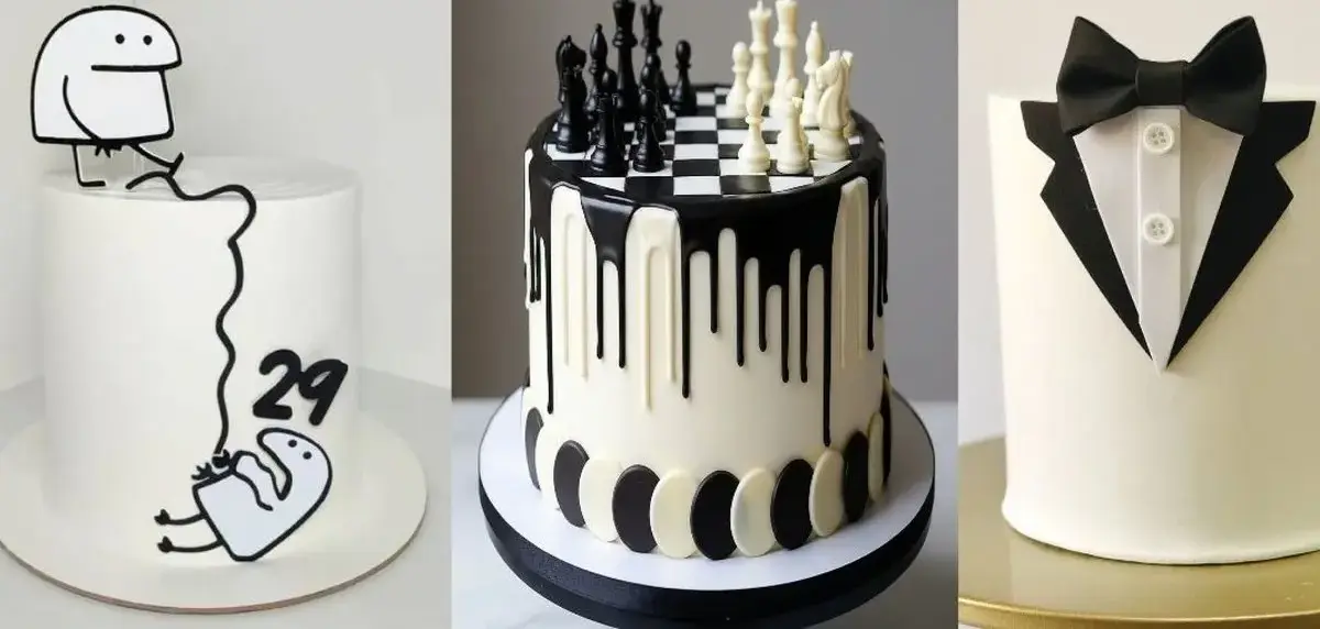 آشپزی / بهترین مدل‌ های کیک تولد مردانه لاکچری سفید و مشکی اینستاگرامی