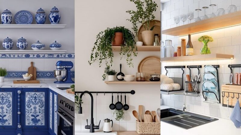 ۴۰ ایده شلف دیواری آشپزخانه؛ ترکیب جادویی چوب، فانتزی و طراحی مدرن