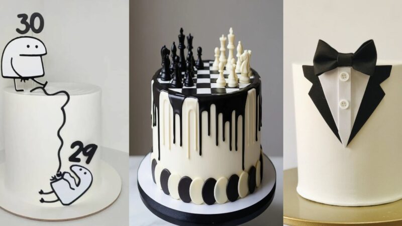 ترند داغ کیک تولد مردانه سفید و مشکی که جشن‌ها را متحول کرد!
