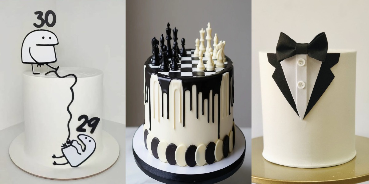 ترند داغ کیک تولد مردانه سفید و مشکی که جشن‌ها را متحول کرد!