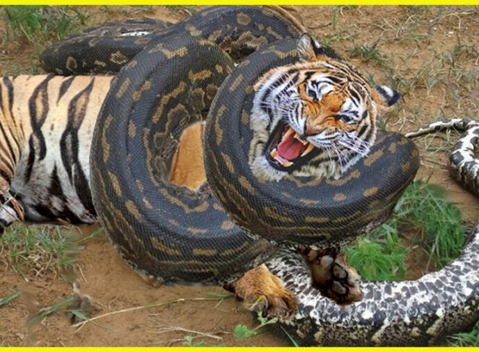 حیات وحش ؛راز بقا/ نبرد واقعی مار پیتون غول آسا با ببر بنگال برای شکل توله ببرهای چرب و چیلی وعده ناهارش