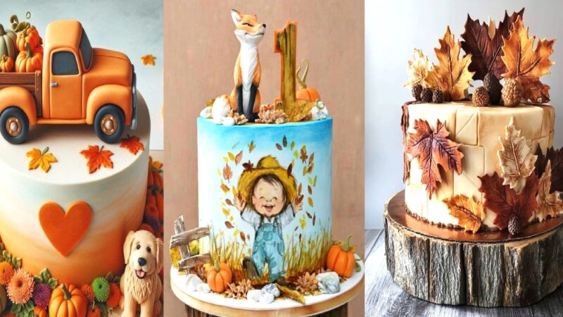 کیک تولد پاییزی پسرانه و مردانه؛ ترکیبی بی‌نظیر از طبیعت و هنر در جشن‌های امروزی