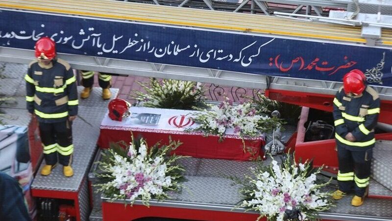 تشییع باشکوه شهید آتش‌نشان صالح امانی در تبریز؛ شهر به احترام قهرمانش به پا خاست