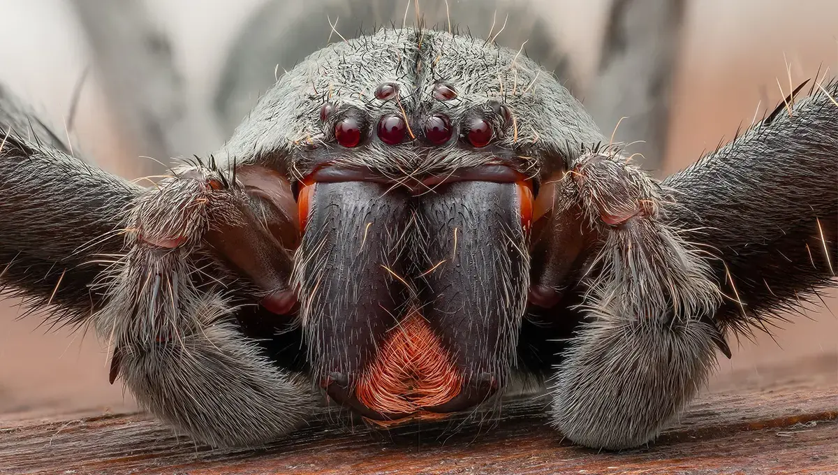 شکارچی بی‌رحم در جنگل‌های اکوادور؛ عنکبوت هانتسمن با چشمان مرموز و پرتره‌ای بی‌نظیر شکار شد!