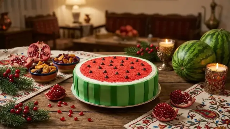 کیک هندوانه‌ای در قابلمه؛ راز خوشمزه‌ترین کیک شب یلدا که همه را شگفت‌زده می‌کند!