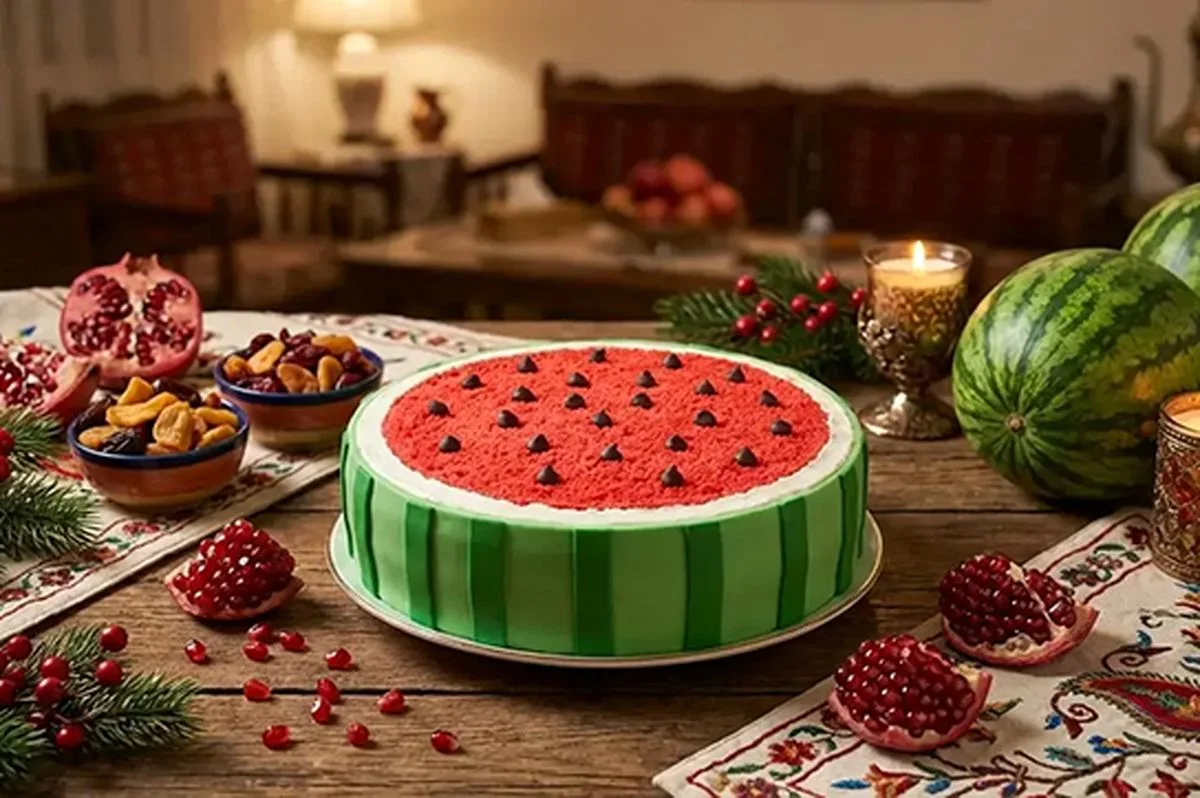 راز کیک هندوانه‌ای یلدا که با قابلمه و بدون فر درست می‌شود!