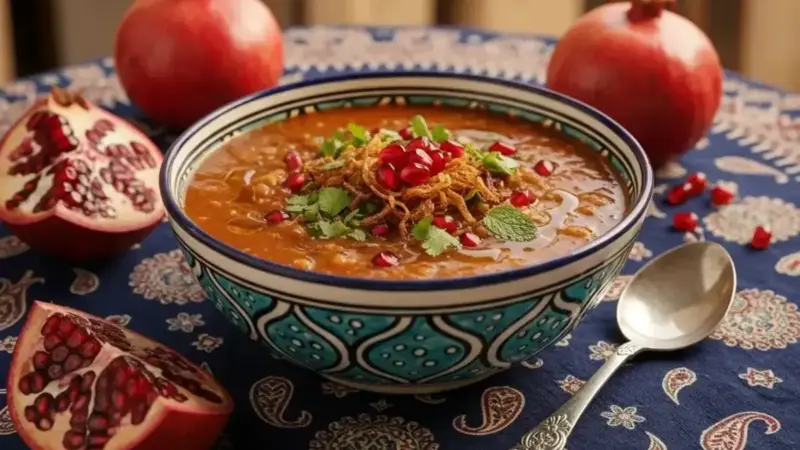 آش انار یزدی؛ طعمی ملس که سفره یلدا را جادویی می‌کند!