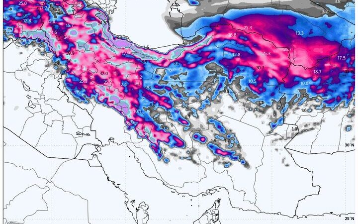 هفته‌ای پربارش در راه است؛ بارش‌های بیش از ۱۰۰ میلی‌متر برخی مناطق را فرا می‌گیرد!