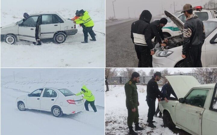 برف شدید در جاده‌های اردستان؛ پلیس هشدار داد، فقط با زنجیر چرخ عبور کنید!