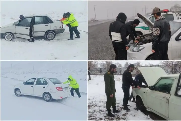 برف شدید در جاده‌های اردستان؛ پلیس هشدار داد، فقط با زنجیر چرخ عبور کنید!