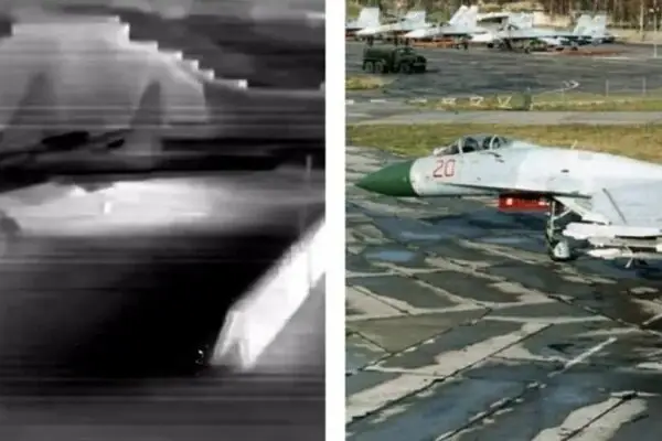 حمله پهپادی اوکراین به فرودگاه نظامی روسیه؛ دو جنگنده سوخو-27 در آتش سوختند!