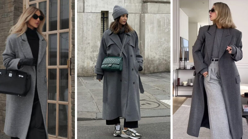 ۴ استایل جذاب با کت بلند خاکستری که هر موقعیتی را شیک می‌کند!