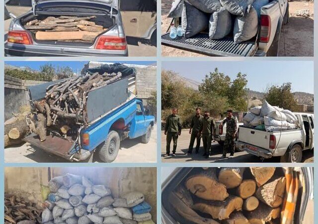 دستگیری قاچاقچیان چوب و ذغال در کولاک و باران سهمگین کهگیلویه و بویراحمد؛ ۴۶۰۰ کیلو هیزم قاچاق توقیف شد