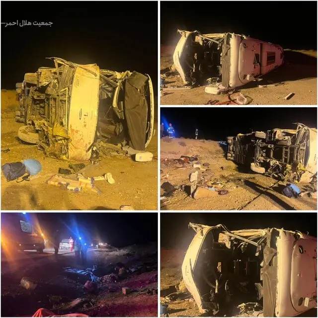 تلفات فاجعه‌بار واژگونی اتوبوس در محور نطنز-اصفهان؛ ۱۳ کشته و ۱۱ مصدوم در مسیر امداد