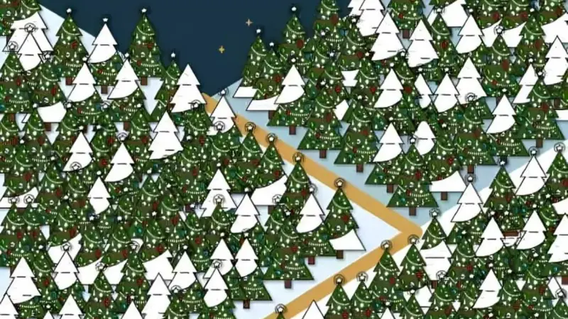 چالش دیدنی: جن کریسمسی پنهان در دل جنگل کاج را در ۶ ثانیه پیدا کنید!