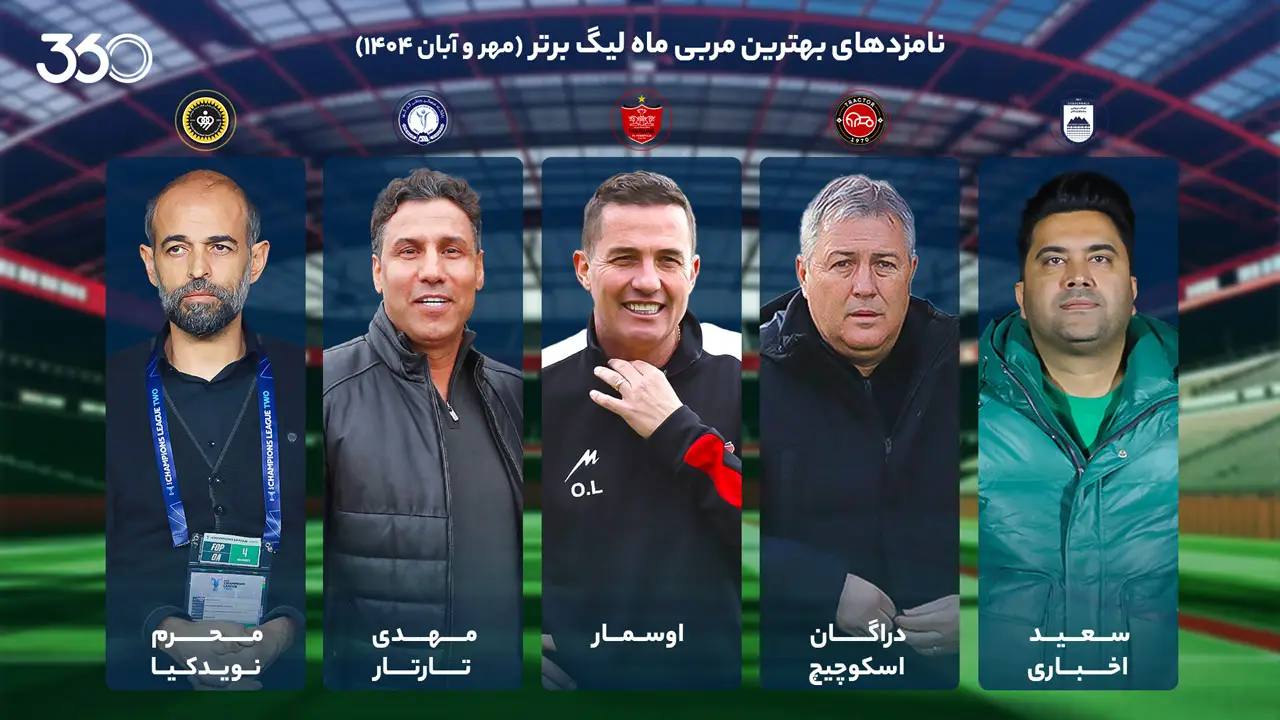 رقابت نفس‌گیر مربیان برتر آذر ماه فوتبال 360؛ کدام نام درخشان‌ترین است؟