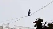 حرکت وحشتناک دختر جوان روی سیم‌های برق بین ساختمان‌ها؛ لحظه‌هایی که نفس را در سینه حبس می‌کند!