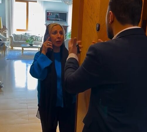 فیلم/سبک شناسی دکوراسیون منزل شاهانه مرجانه گلچین بازیگر سریال بامداد خمار در روز اسباب کشی/ اتاق جوایز و ویترین تندیس ها، مبلمان سلطنتی، آباژور، لوستر کریستالی اعیانی، تی وی روم و…