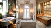 ۳۵ طراحی بی‌نظیر حمام کوچک با وان برای خلق فضایی لوکس و آرامش‌بخش