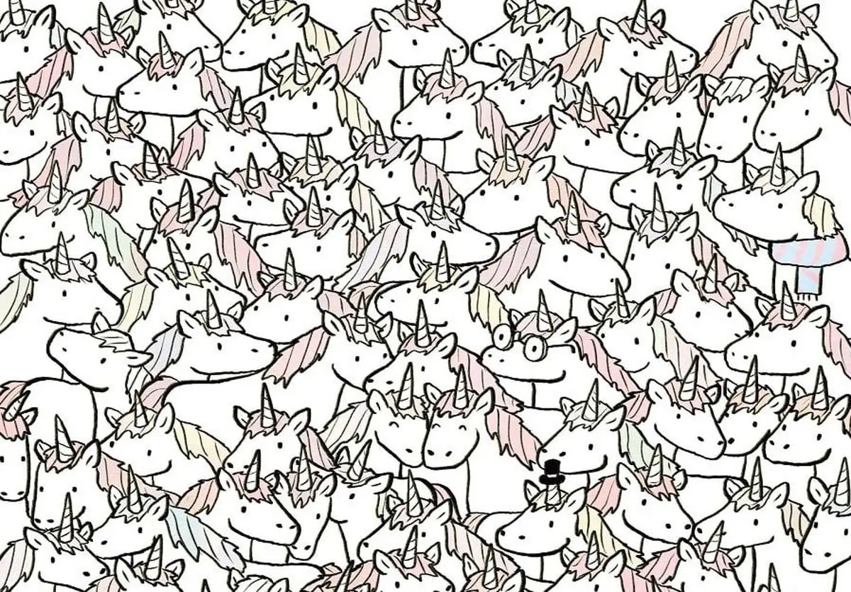 چالش دیدنی: می‌توانید سه اسب عادی پنهان میان یونیکورن‌ها را در 10 ثانیه پیدا کنید؟