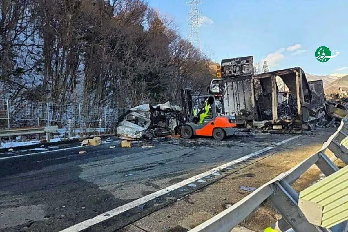 تصادف هولناک ۶۷ خودرو در ژاپن؛ ۲۸ نفر در برف و یخ گرفتار شدند!