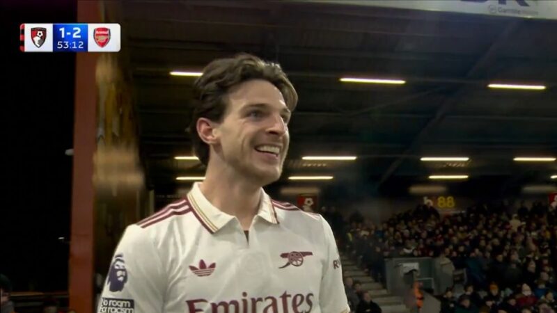 گل سوم آرسنال به بورنموث (دبل دکلان رایس)