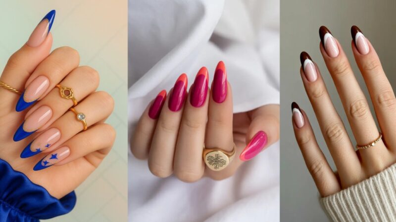 ۳۰ مدل ناخن فرنچ رنگی ترند امسال | استایلتو با این طرح‌ها لاکچری کن
