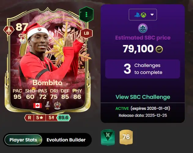 FC26؛ مهلت تکمیل اس بی سی بومبیتو امشب به پایان میرسه