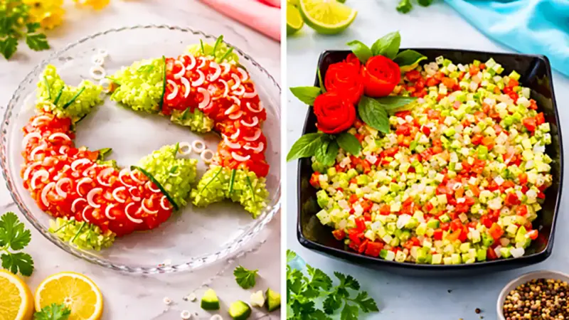 دیزاین سالاد شیرازی مجلسی؛ ایده های شیک برای سفره های خاص