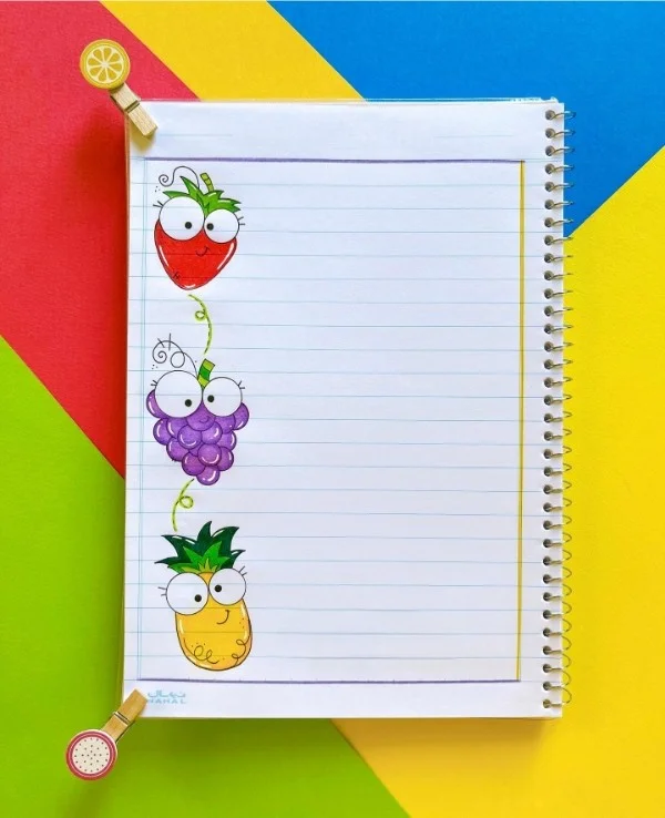 نقاشی میوه حاشیه دفتر