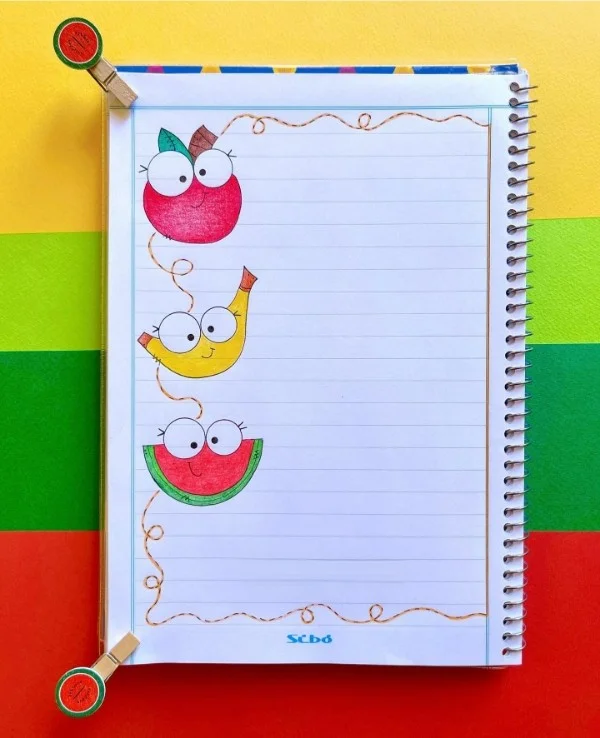 نقاشی میوه حاشیه دفتر